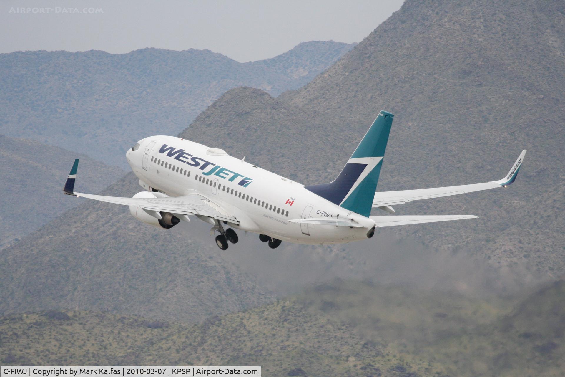 C-FIWJ, 2007 Boeing 737-7CT C/N 30712, WESTJET Boeing 737-7CT, WJA1469 to CYYC, 13R departure KPSP.