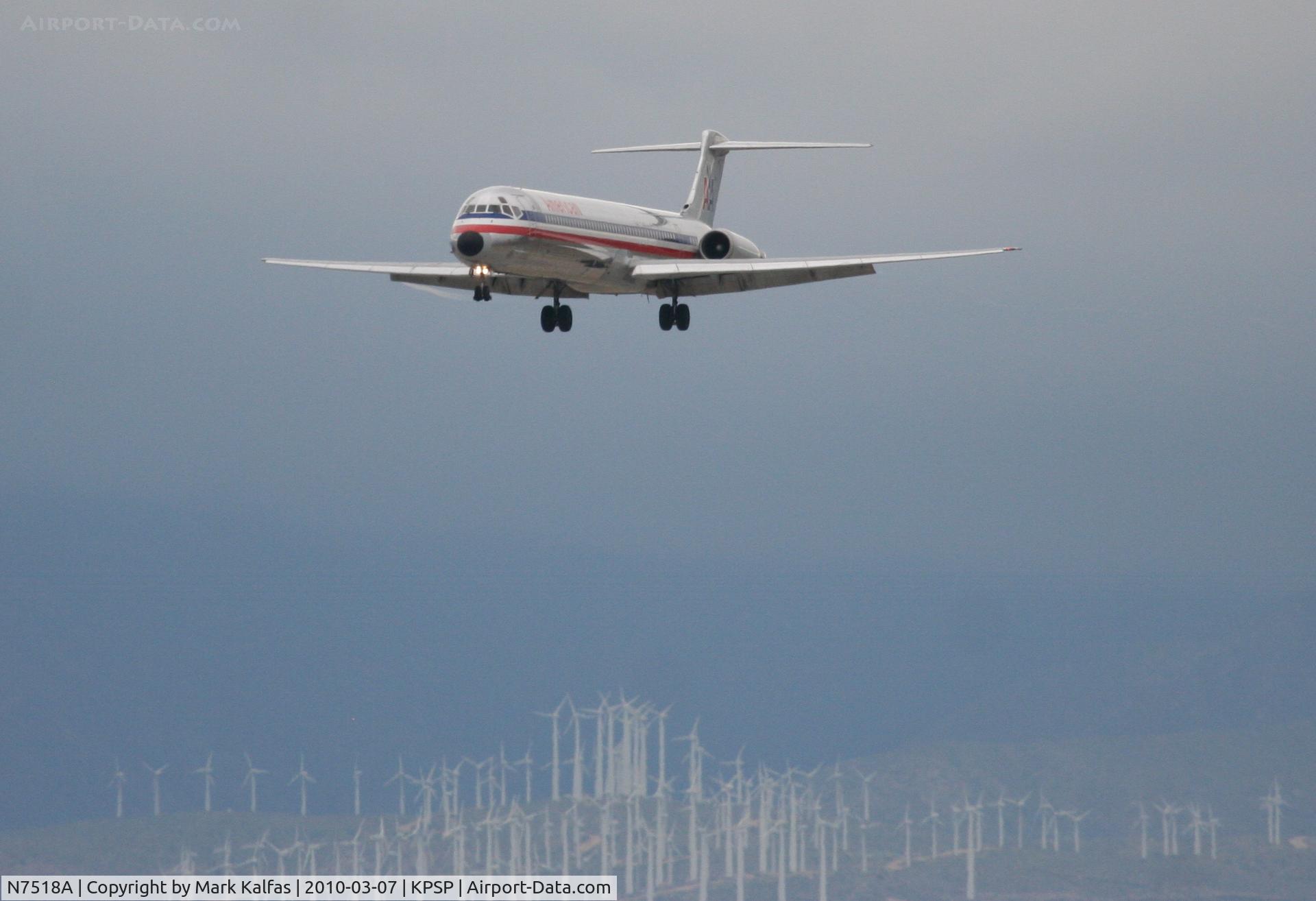 N7518A, 1990 McDonnell Douglas MD-82 (DC-9-82) C/N 49895, American Airlines Mcdonnell Douglas DC-9-82(MD-82), AAL1767 arriving from KDFW, 13R KPSP.