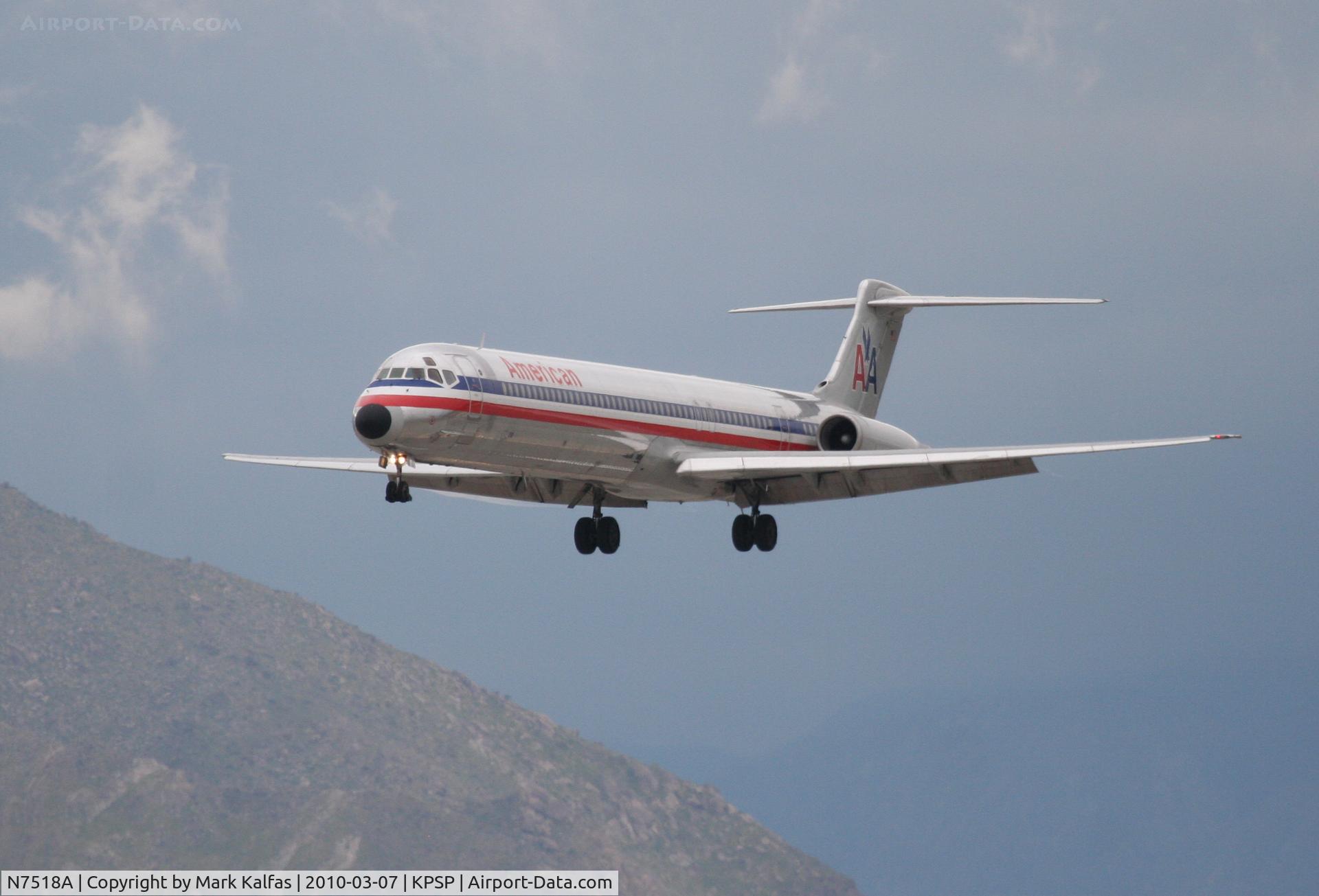 N7518A, 1990 McDonnell Douglas MD-82 (DC-9-82) C/N 49895, American Airlines Mcdonnell Douglas DC-9-82(MD-82), AAL1767 arriving from KDFW, 13R KPSP.