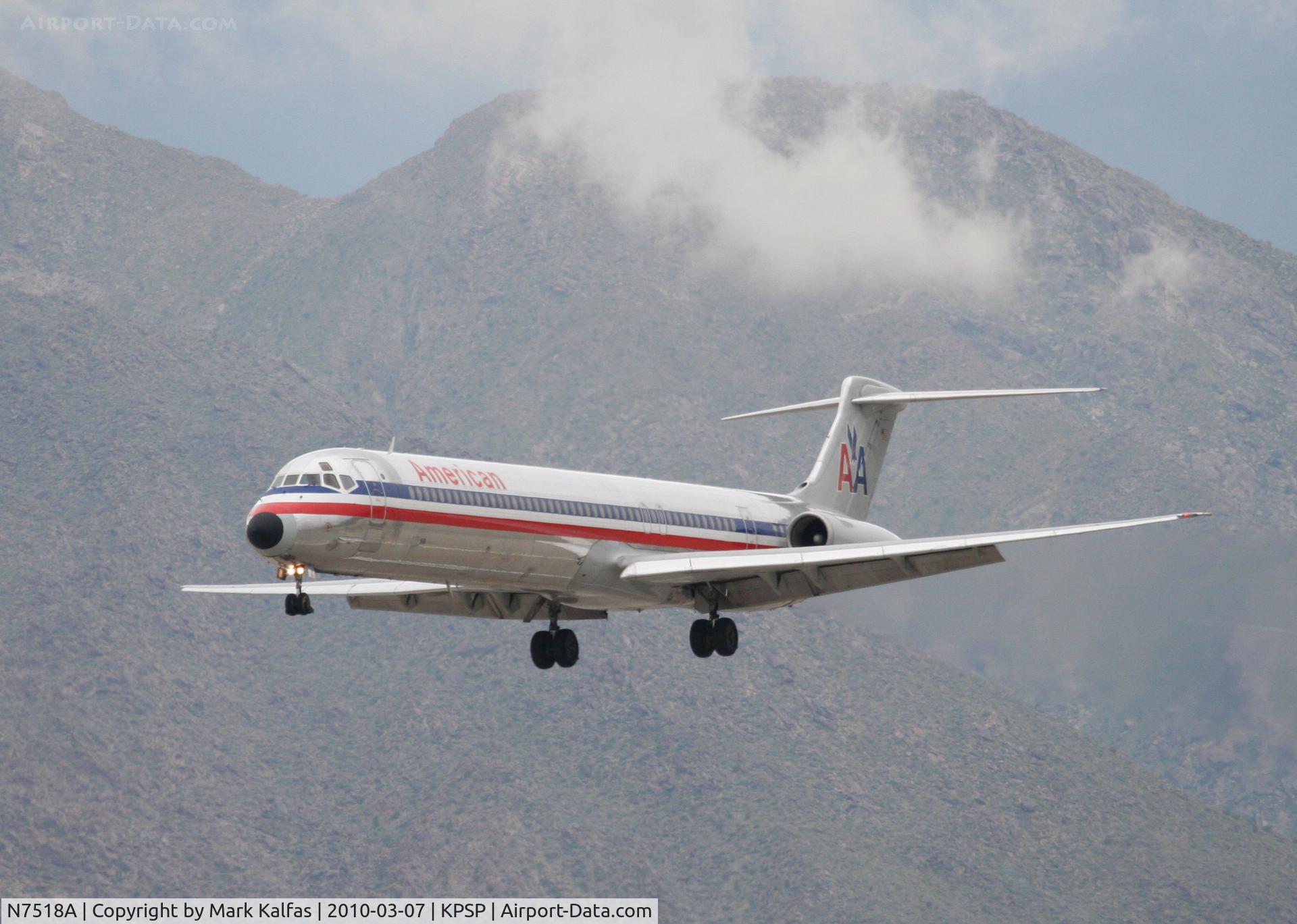 N7518A, 1990 McDonnell Douglas MD-82 (DC-9-82) C/N 49895, American Airlines Mcdonnell Douglas DC-9-82(MD-82), AAL1767 arriving from KDFW, 13R KPSP.