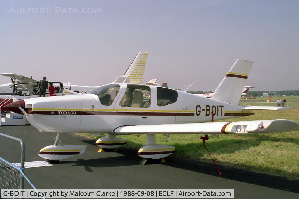 G-BOIT, 1988 Socata TB-10 Tobago C/N 810, Socata TB-10 Tobago.  At the Farnborough Air Show in 1988.