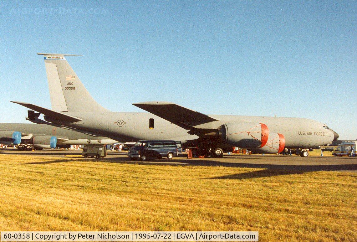 60-0358, 1960 Boeing KC-135R Stratotanker C/N 18133, KC-135R Stratotanker, callsign Tattoo 83, of New York Air National Guard's 136th Air Refuelling Squadron on display at the 1995 Intnl Air Tattoo at RAF Fairford.