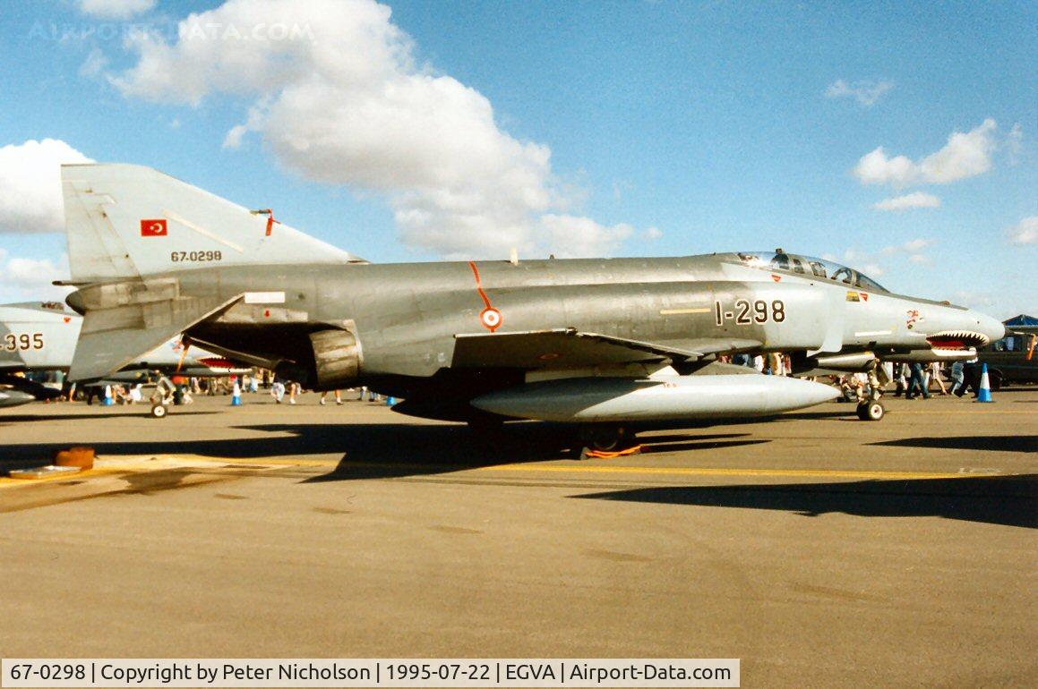 67-0298, 1967 McDonnell Douglas F-4E Phantom II C/N 3073, F-4E Phantom as 1-298 of 112 Filo Turkish Air Force in the static park at the 1995 Intnl Air Tattoo at RAF Fairford.