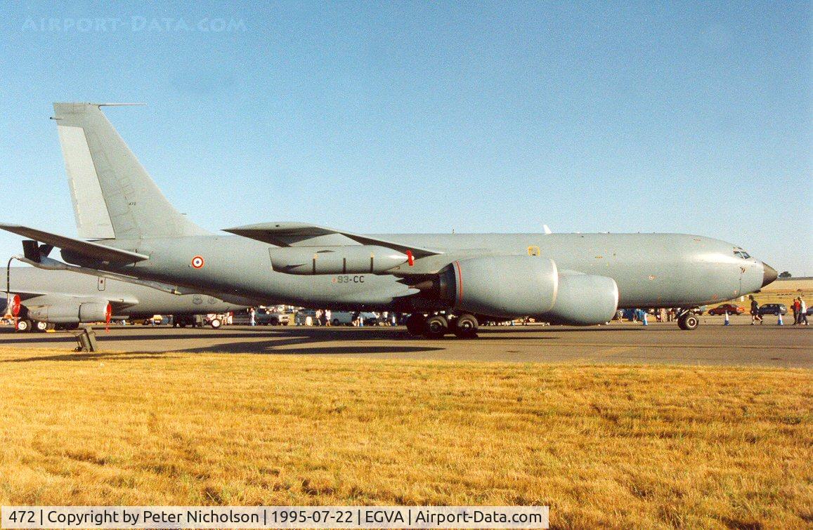 472, 1963 Boeing C-135FR Stratotanker C/N 18681, C-135FR Stratotanker, callsign Merlin 25, of French Air Force's ERV 93 on display at the 1995 Intnl Air Tattoo at RAF Fairford.