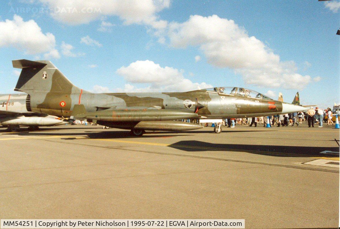 MM54251, Lockheed TF-104G Starfighter C/N 583H-5202, TF-104G Starfighter, callsign India 4260, of 4 Stormo Italian Air Force in the static park at the 1995 Intnl Air Tattoo at RAF Fairford.
