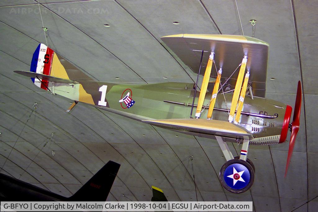 G-BFYO, 1978 SPAD S-XIII Replica C/N 0035, Spad XIII (replica). Marked in authentic period colours, displayed in the American Air Museum at Duxford in 1998. Previously flown as D-EOWM and G-BFYO.