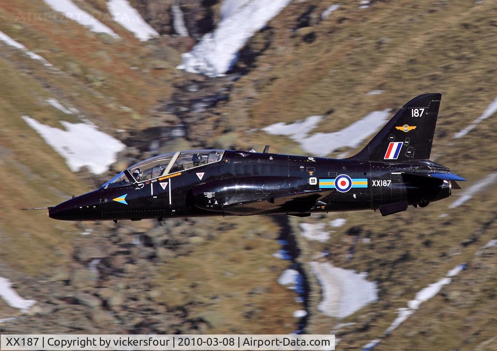 XX187, 1977 Hawker Siddeley Hawk T.1A C/N 034/312034, Royal Air Force. Operated by 208 (R) Squadron. Dunmail Raise, Cumbria.