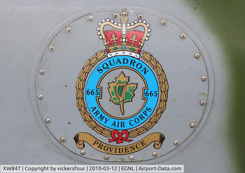 XW847, 1972 Westland SA-341B Gazelle AH1 C/N WA1011, Army Air Corps. 665 Squadron badge.