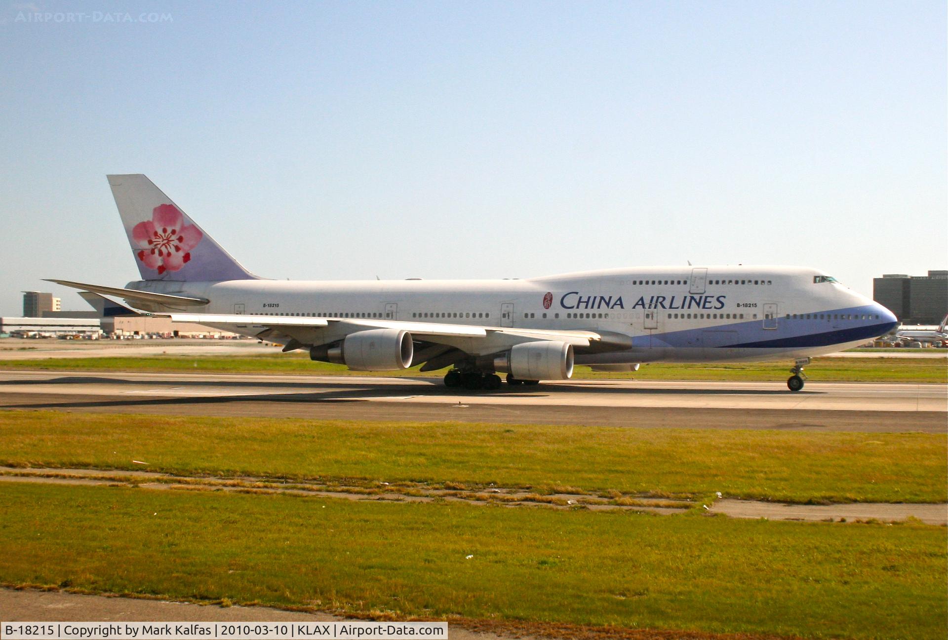 B-18215, 2005 Boeing 747-409 C/N 33737, China Airlines Boeing 747-409, B-18215, CAL5 en route to RCTP (Taiwan Taoyuan Int'l)  25R departure KLAX.
