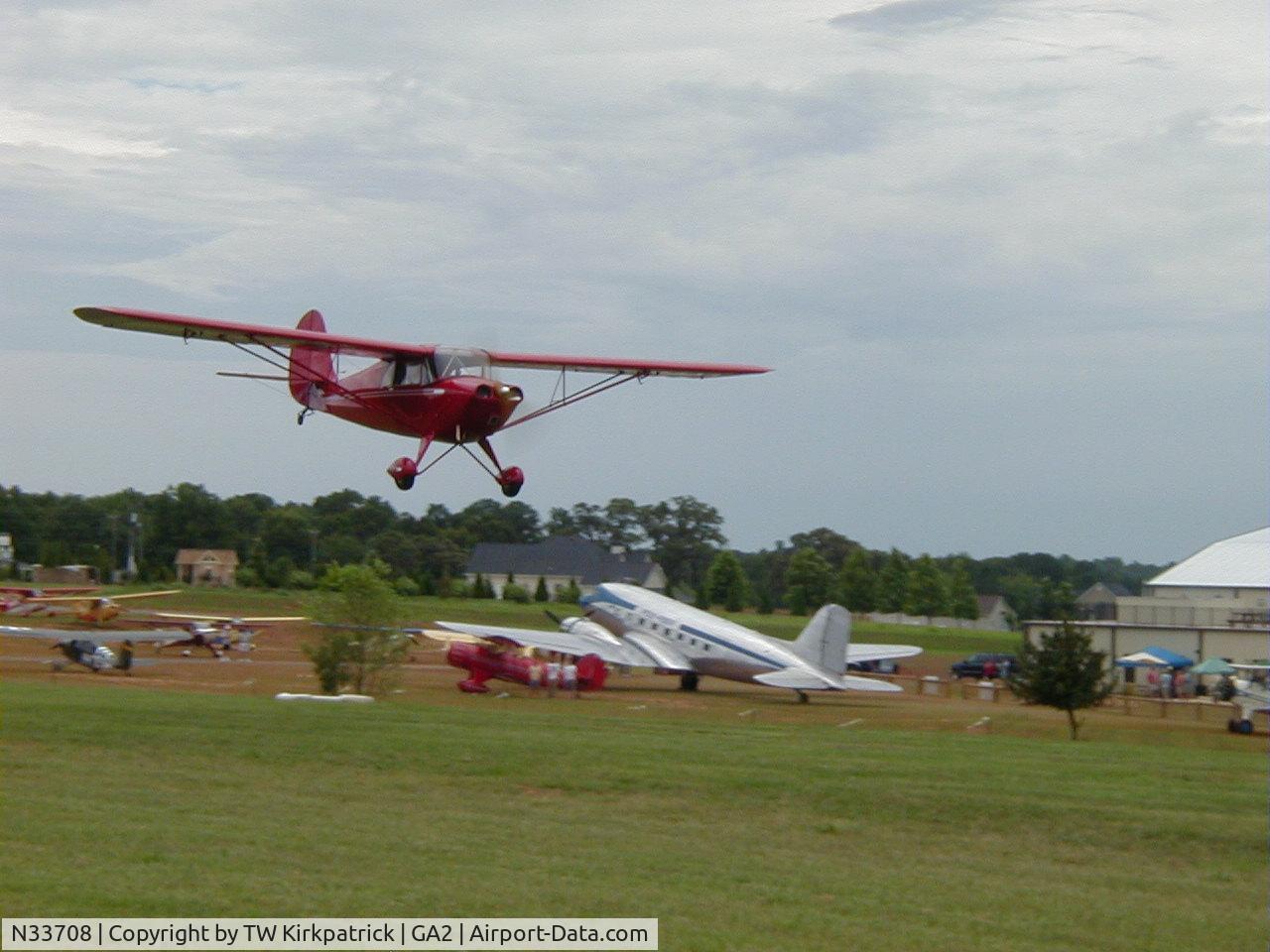 N33708, 1941 Aeronca 65-CA Super Chief C/N CA12751, Landing at Peach State Airport Ga