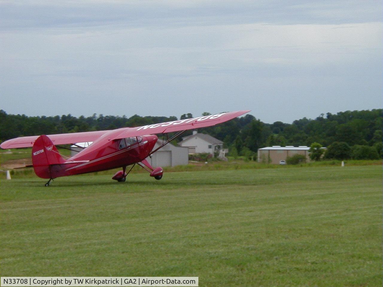 N33708, 1941 Aeronca 65-CA Super Chief C/N CA12751, Landing at GA2 with a little crosswind.