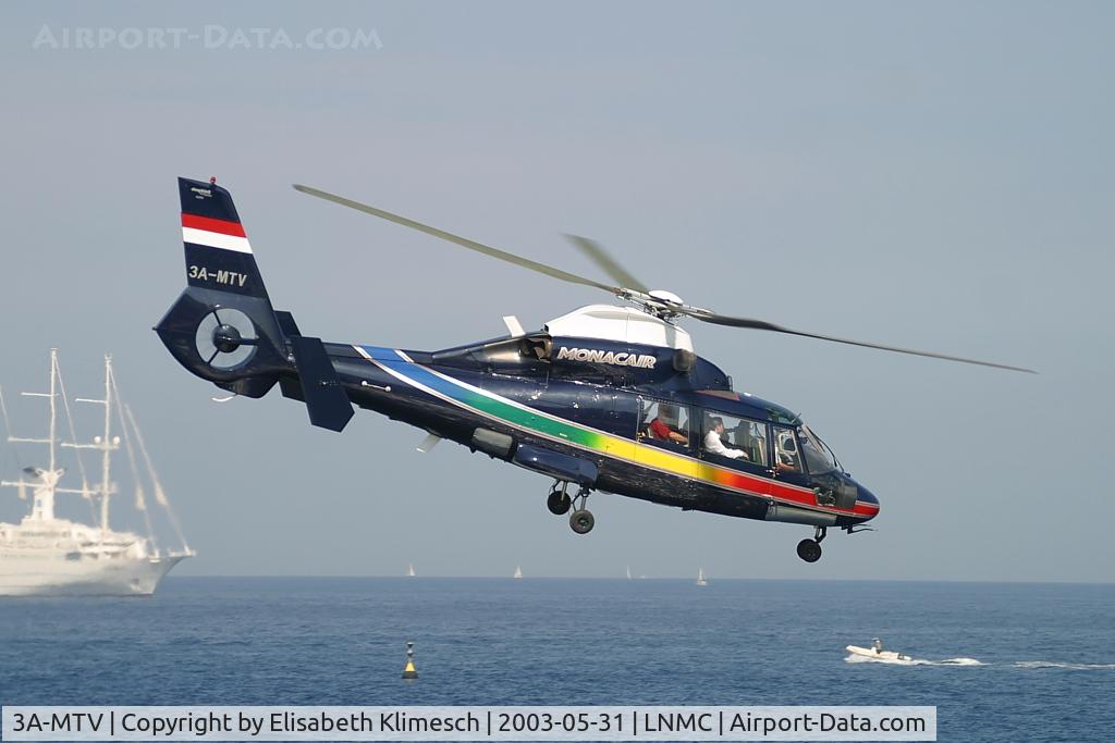 3A-MTV, Aérospatiale AS-365N Dauphin C/N 6096, at Monaco heliport