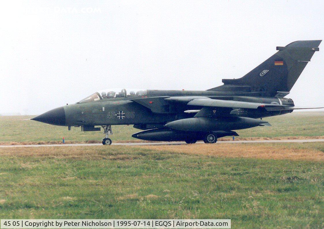 45 05, Panavia Tornado IDS C/N 516/GS158/4205, Tornado IDS, callsign German Air Force 6952, of JBG-33 preparing to depart RAF Lossiemouth in the Summer of 1995.