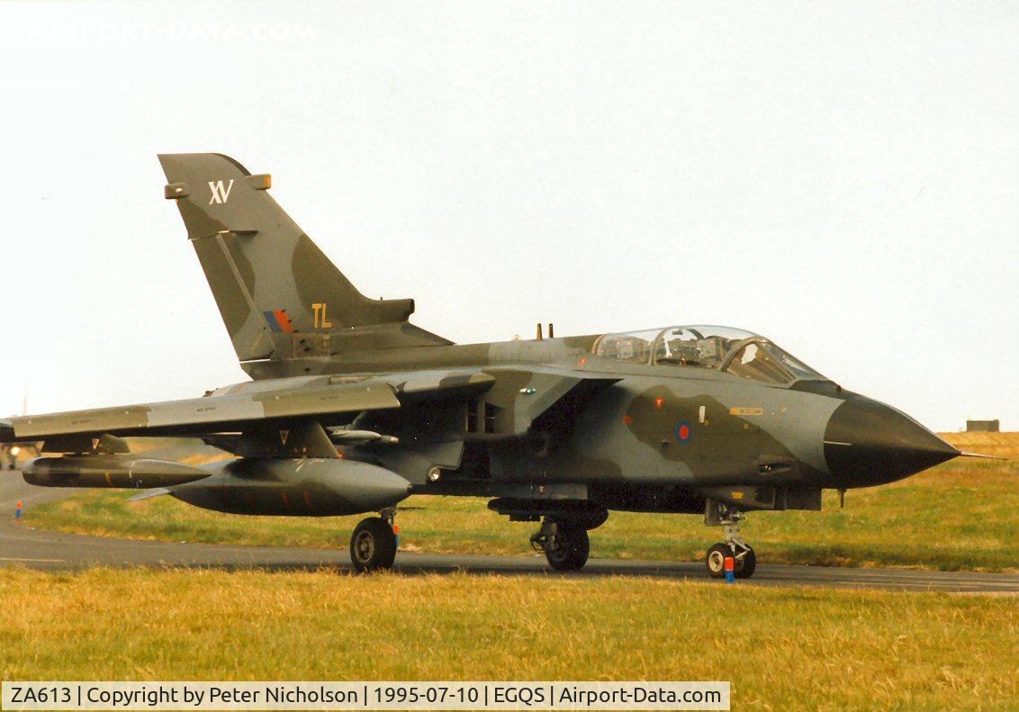 ZA613, 1982 Panavia Tornado GR.1 C/N 152/BS049/3077, Tornado GR.1 of 15[Reserve] Squadron at RAF Lossiemouth in the Summer of 1995.
