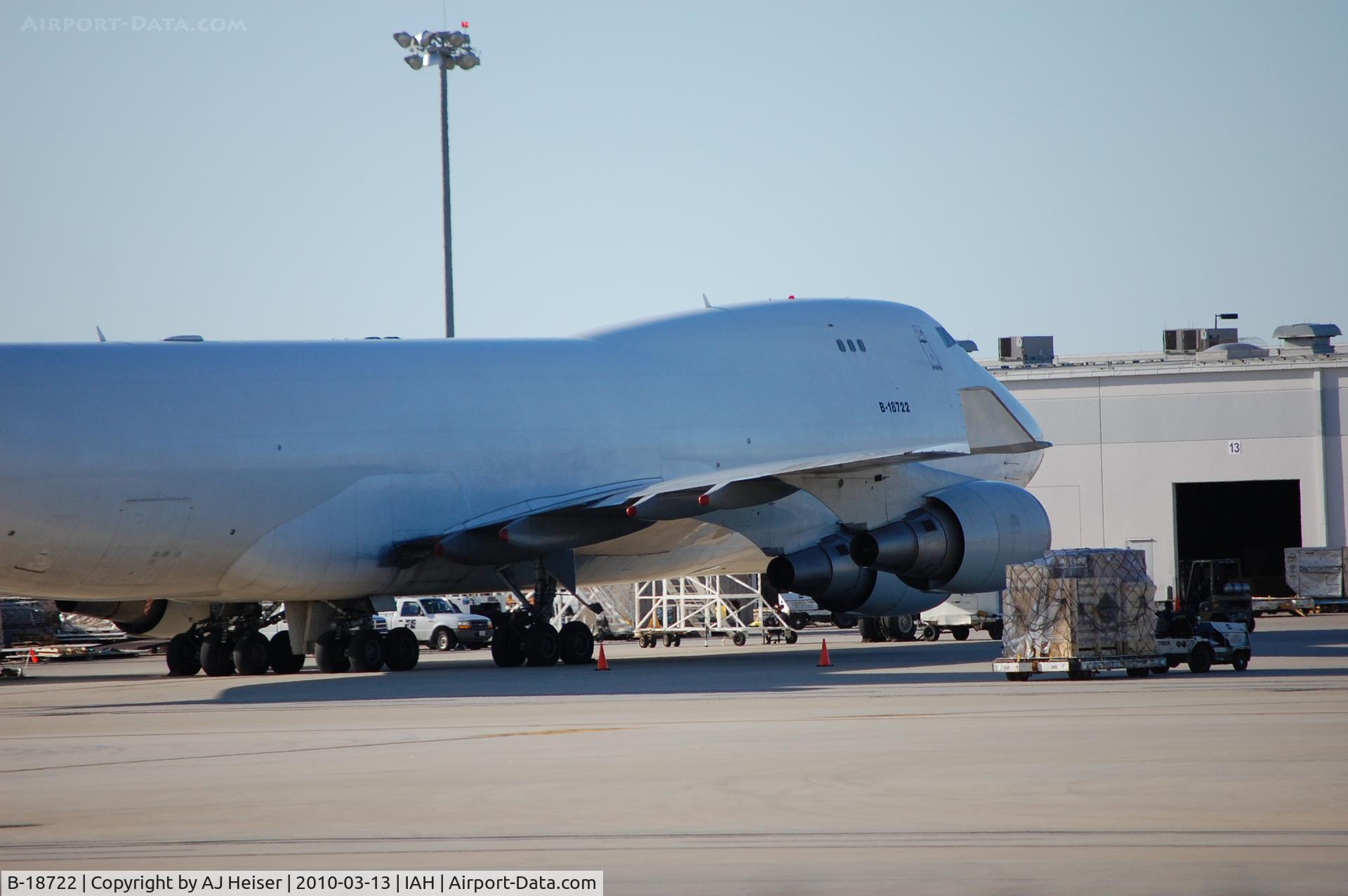 B-18722, 2006 Boeing 747-409F/SCD C/N 34265, Air China Freight solid white. At the cargo ramp.