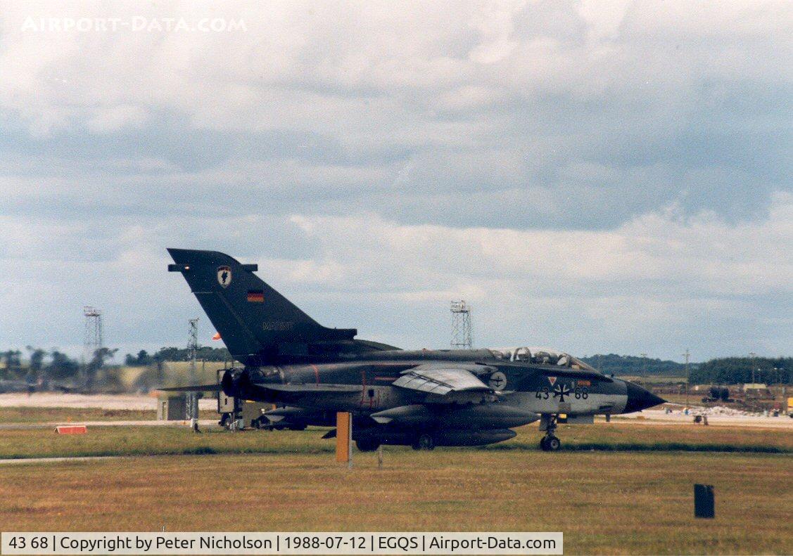 43 68, Panavia Tornado IDS C/N 179/GS041/4068, Tornado IDS of Kreigsmarine MFG-1 awaiting clearance to join the active runway at RAF Lossiemouth in the Summer of 1988.