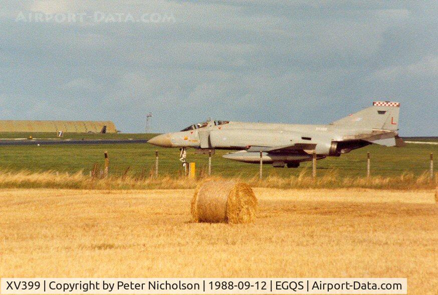 XV399, 1968 McDonnell Douglas Phantom FGR2 C/N 9229/2869, Phantom FGR.2 of 56 Squadron at RAF Wattisham taxying at RAF Lossiemouth in September 1988.