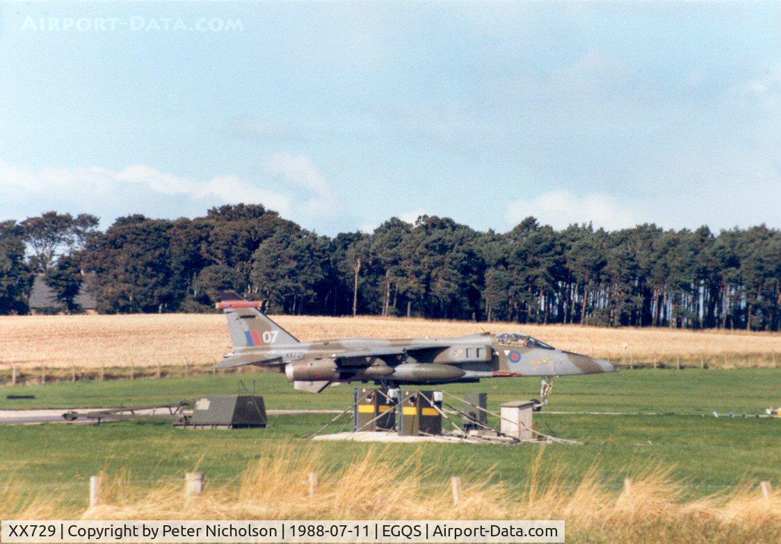 XX729, 1974 Sepecat Jaguar GR.1A C/N S.26, Jaguar GR.1A of 226 Operational Conversion Unit preparing for take-off on Runway 05 at RAF Lossiemouth in the Summer of 1988.