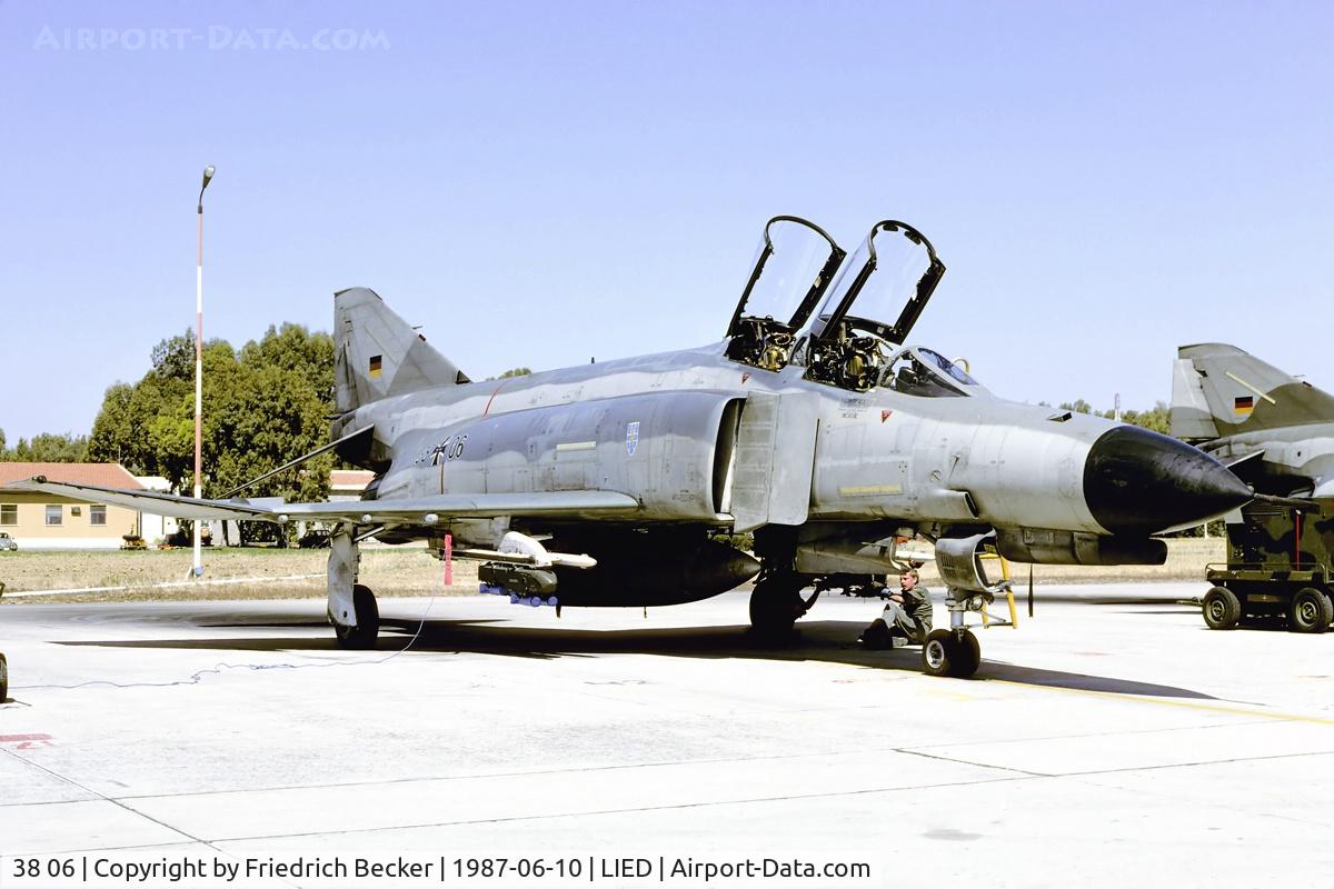 38 06, 1972 McDonnell Douglas F-4F Phantom II C/N 4622, Luftwaffe F-4F being prepared for another training mission from Decimomannu