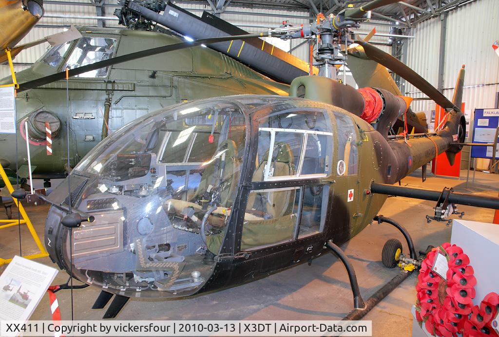 XX411, 1975 Westland SA-341B Gazelle AH1 C/N 1359, AeroVenture - Doncaster. Gazelle AH1 (c/n 1359).