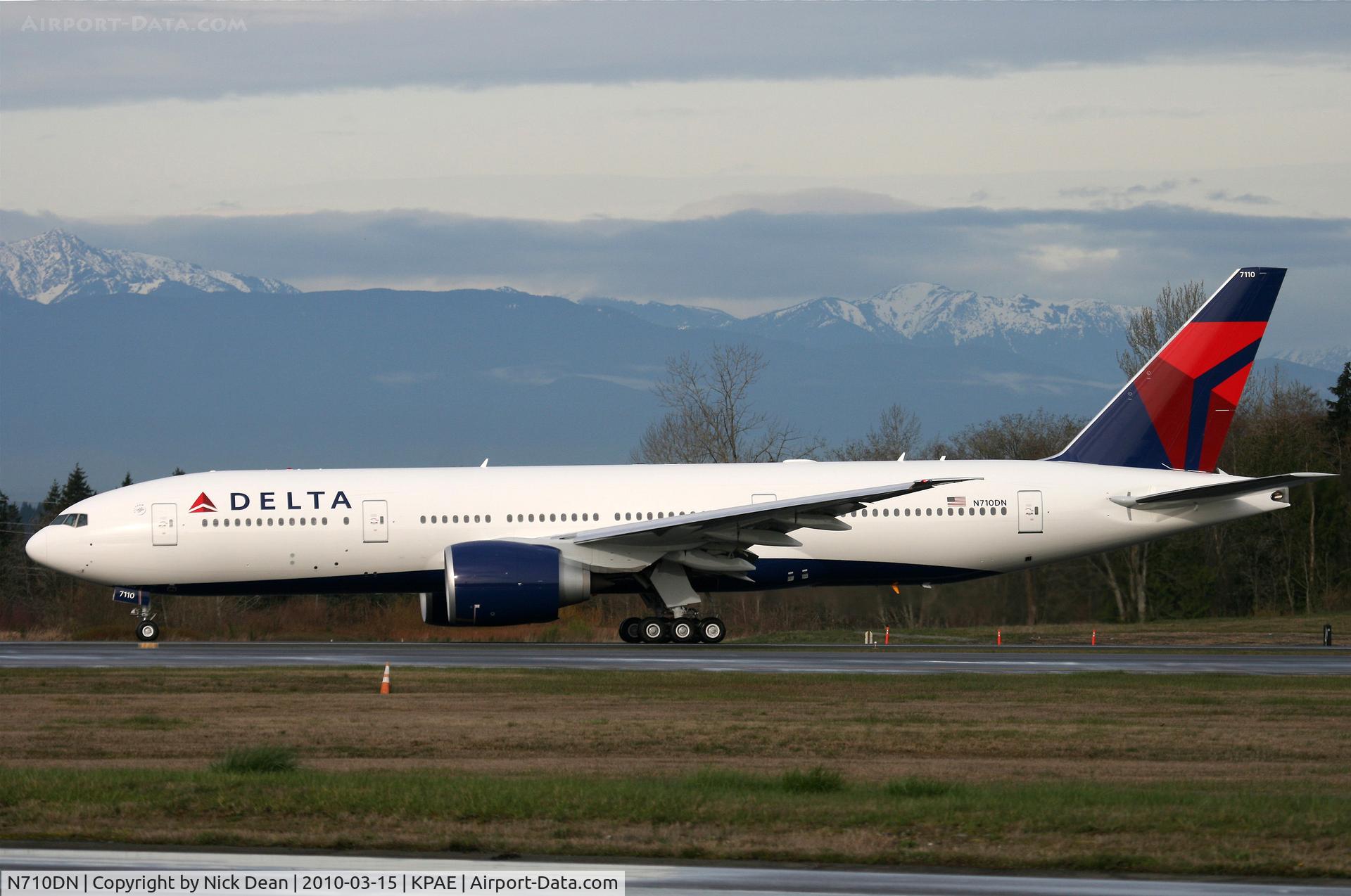 N710DN, 2010 Boeing 777-232/LR C/N 40560, KPAE Boeing 75 completes the high speed on 16R prior to departing on 34L on first flight