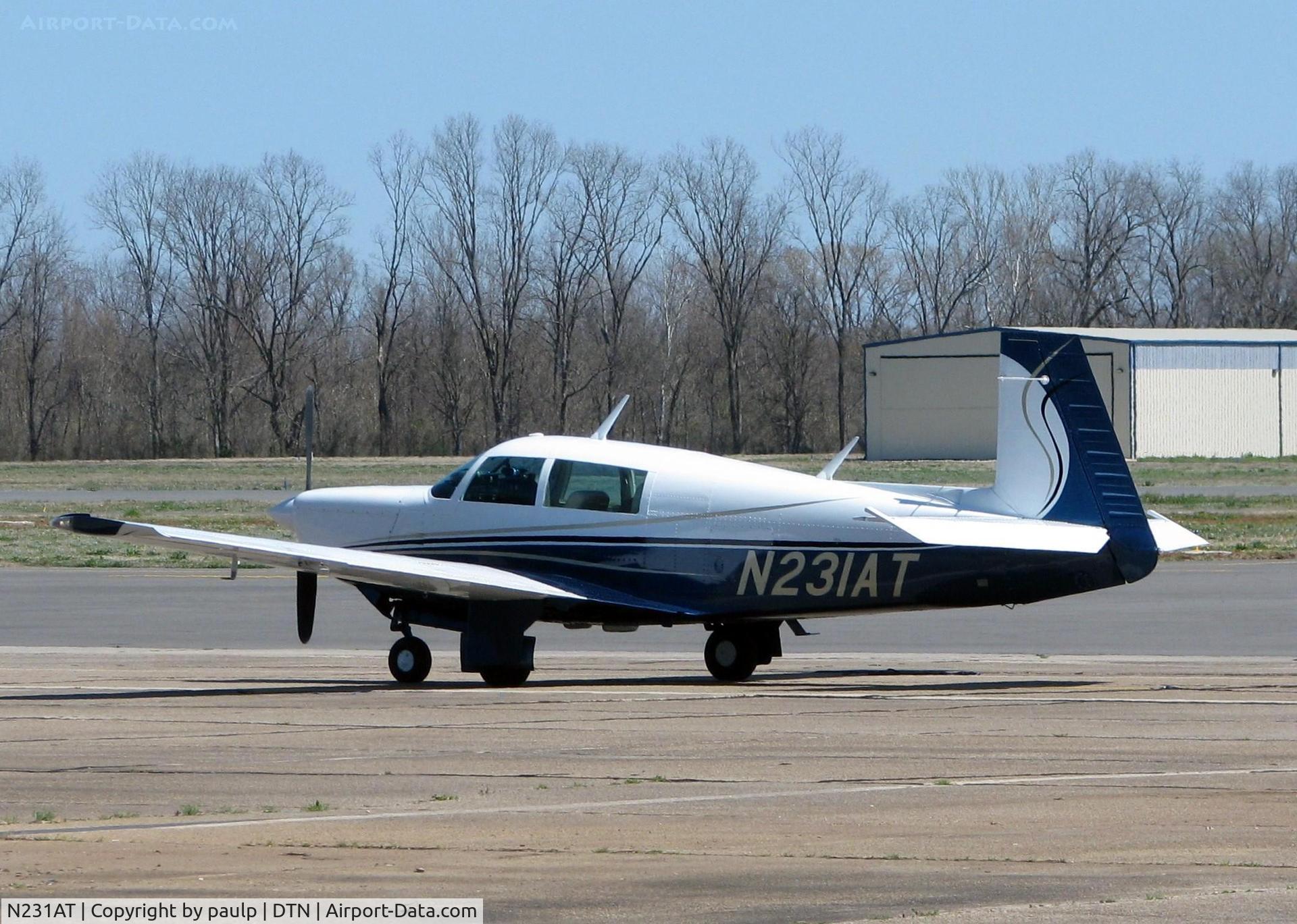 N231AT, 1982 Mooney M20K C/N 25-0686, Parked at Downtown Shreveport.