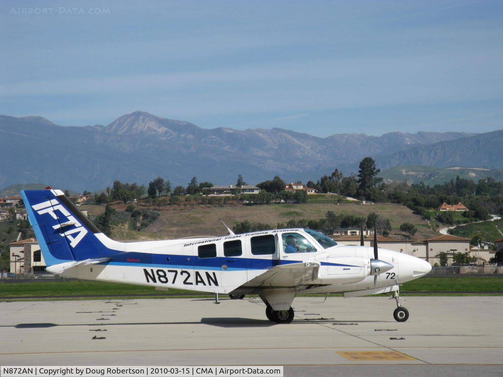 N872AN, 1993 Beech 58 Baron C/N TH-1679, 1993 Beech 58 BARON, two Continental IO-550-C 300 Hp each, stretched version of 55 BARON, of International Flight Training Academy