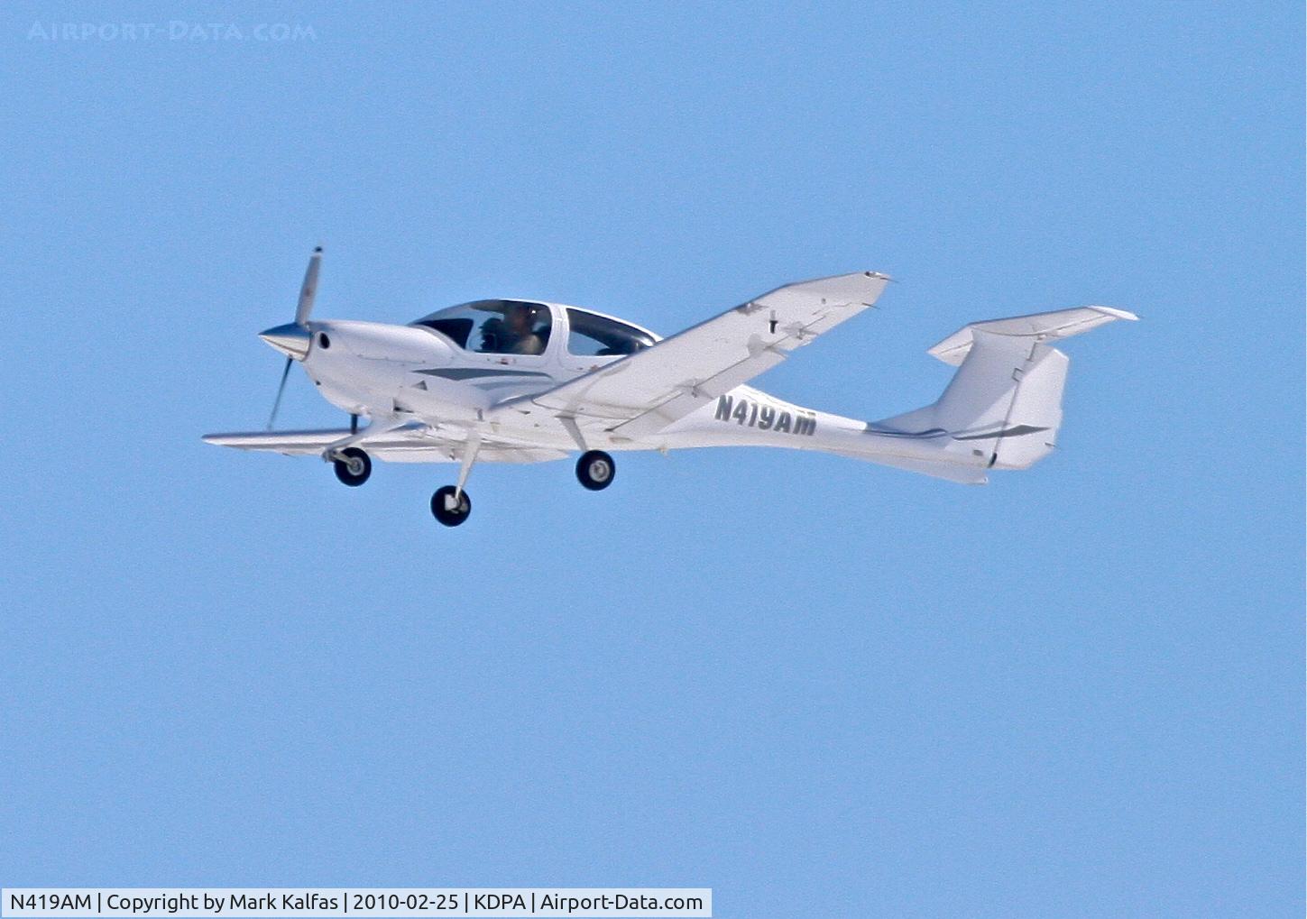N419AM, 2005 Diamond DA-40 Diamond Star C/N 40.570, DYMOND PROPERTY INVESTMENTS, DIAMOND AIRCRAFT DA 40, departing 2L KDPA.