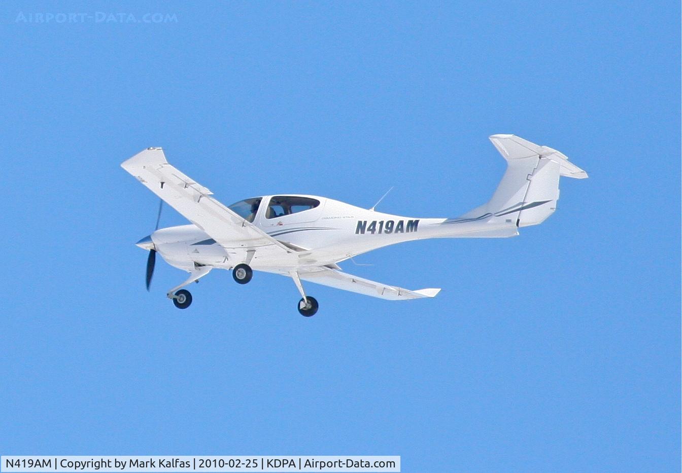 N419AM, 2005 Diamond DA-40 Diamond Star C/N 40.570, DYMOND PROPERTY INVESTMENTS, DIAMOND AIRCRAFT DA 40, departing 2L KDPA.