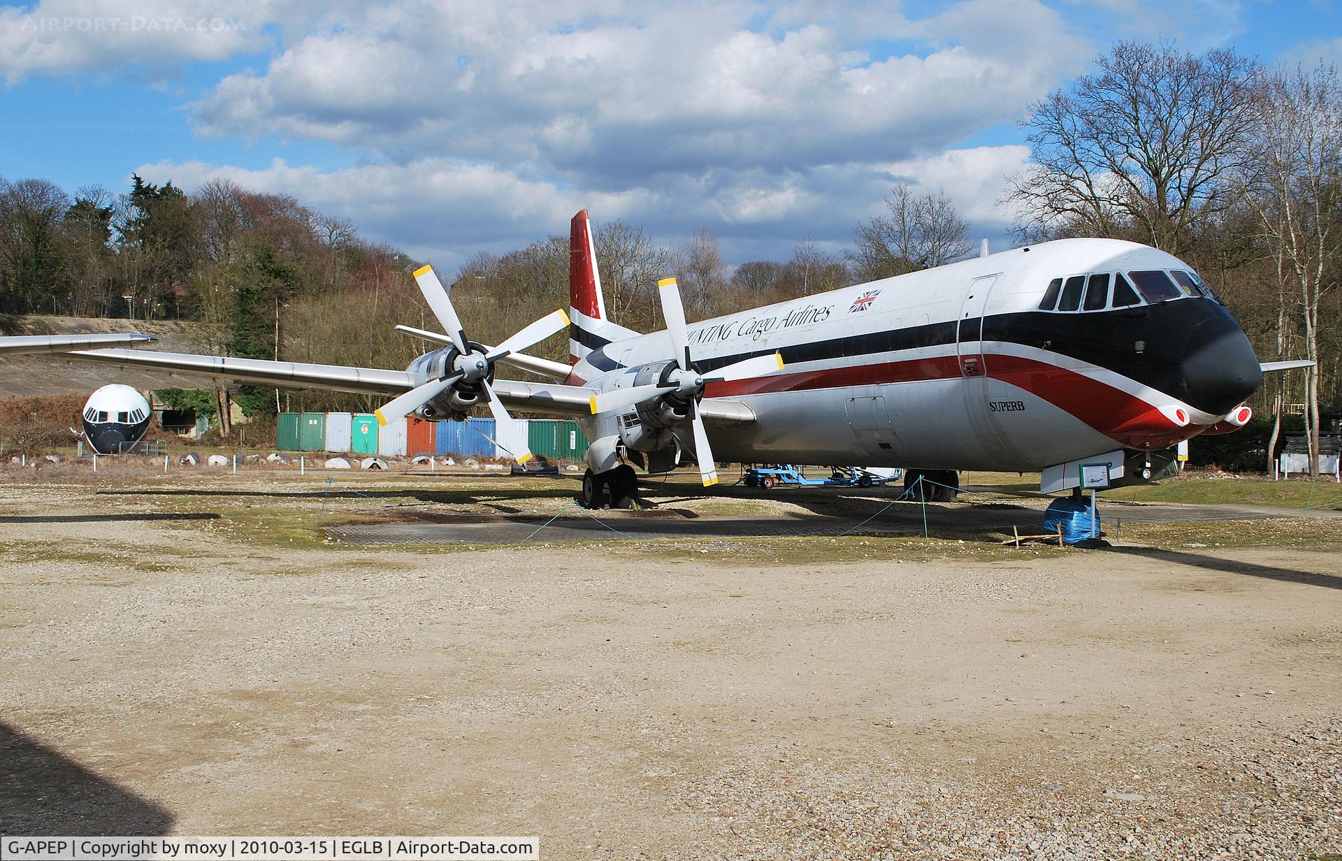 G-APEP, 1961 Vickers Vanguard 953 C/N 719, Vanguard freighter at Brooklands