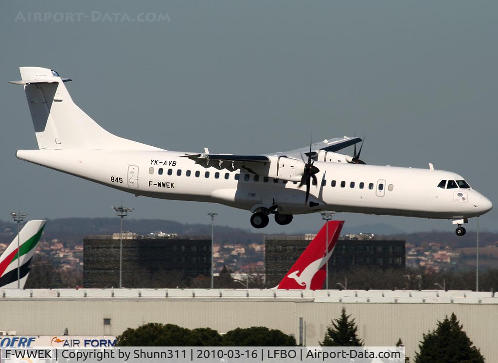 F-WWEK, 2009 ATR 72-212A C/N 845, C/n 845 - For Syrianair as YK-AVB... Dual registration :)