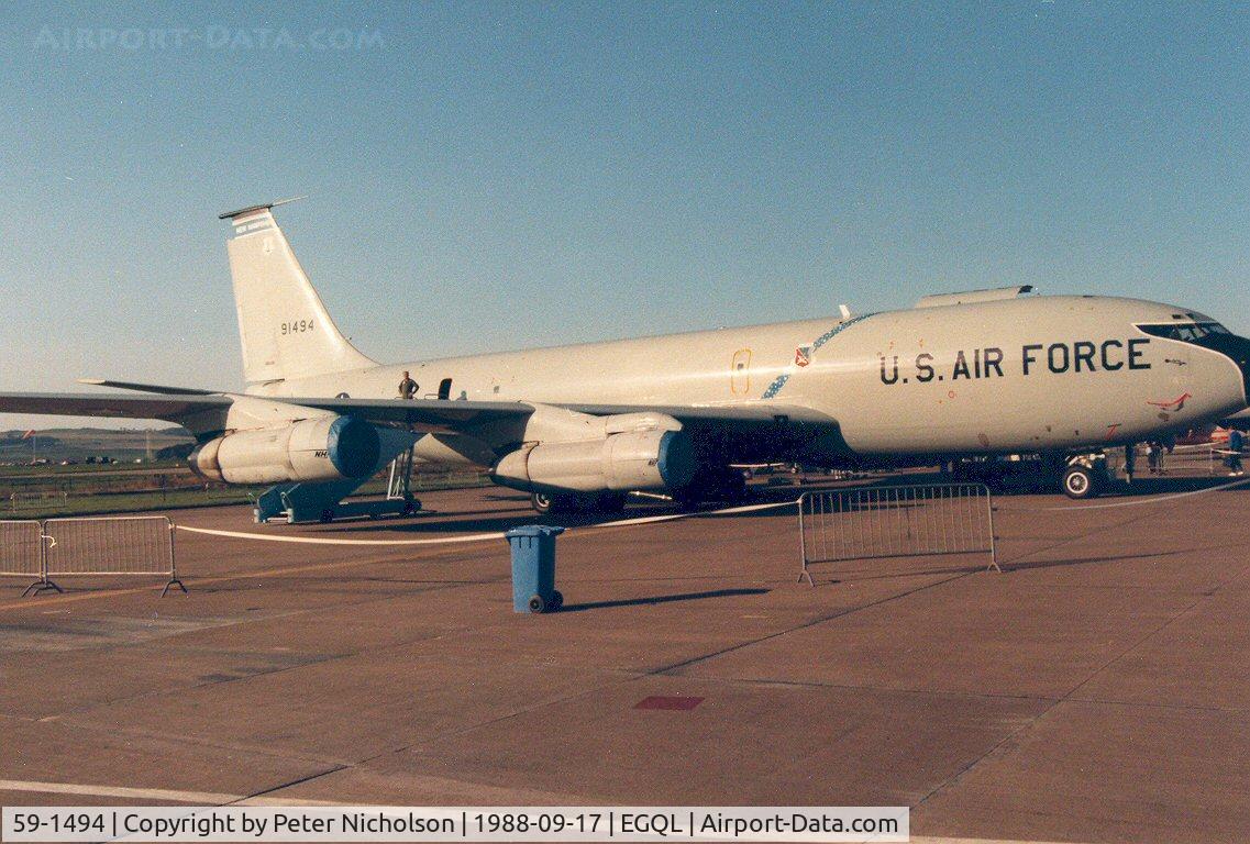59-1494, 1959 Boeing KC-135E Stratotanker C/N 17982, KC-135E Stratotanker of 133rd Air Refuelling Squadron New Hampshire Air National Guard in the static park at the 1988 RAF Leuchars Airshow.