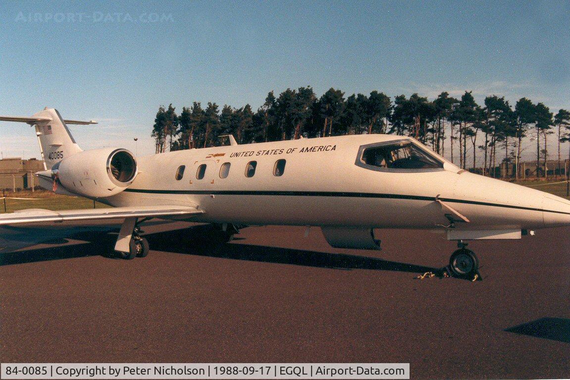 84-0085, 1984 Gates Learjet C-21A C/N 35A-531, C-21A Learjet of 58th Military Airlift Squadron at Ramstein Air Base on display at the 1988 RAF Leuchars Airshow.