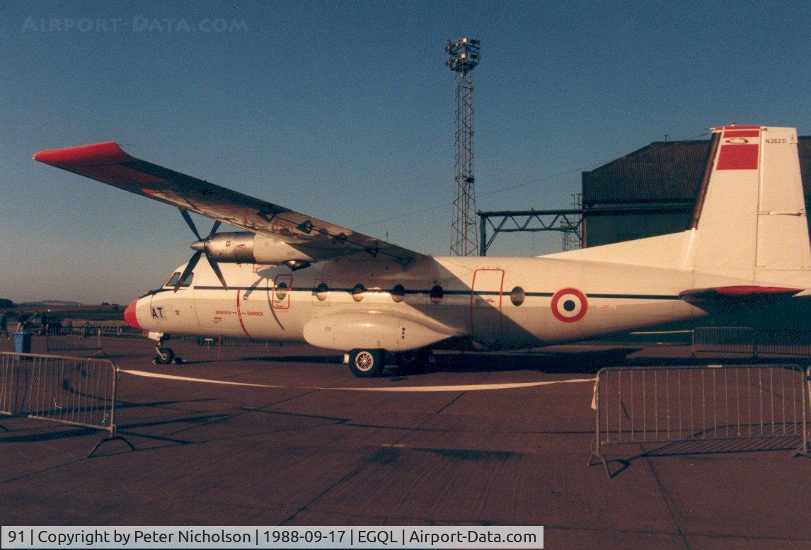 91, Aerospatiale N-262D-51 Fregate C/N 91, Nord 262D Fregate of ET-65 French Air Force in the static park at the 1988 RAF Leuchars Airshow.