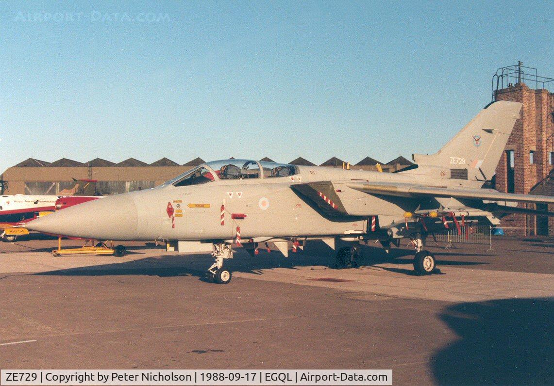 ZE729, 1987 Panavia Tornado F.3 C/N AS045/654/3293, Tornado F.3 of the Operational Evaluation Unit on display in the static park at the 1988 RAF Leuchars Airshow.