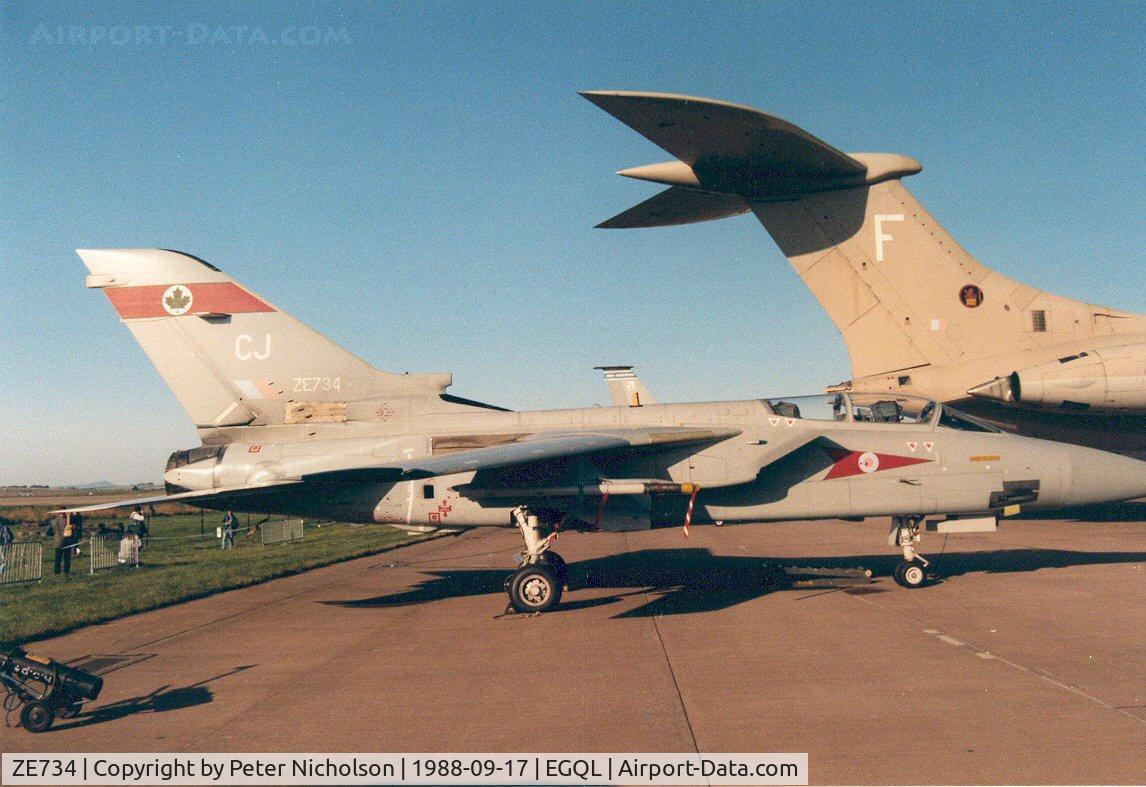 ZE734, 1988 Panavia Tornado F.3 C/N 664/AS050/3298, Tornado F.3 of 5 Squadron on display in the static park at the 1988 RAF Leuchars Airshow.