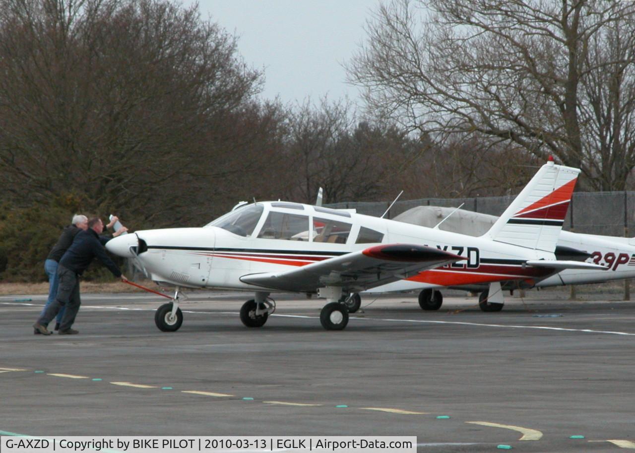 G-AXZD, 1970 Piper PA-28-180 Cherokee C/N 28-5609, VISITING CHEROKEE GET PUSHED BACK TO THE FENCE