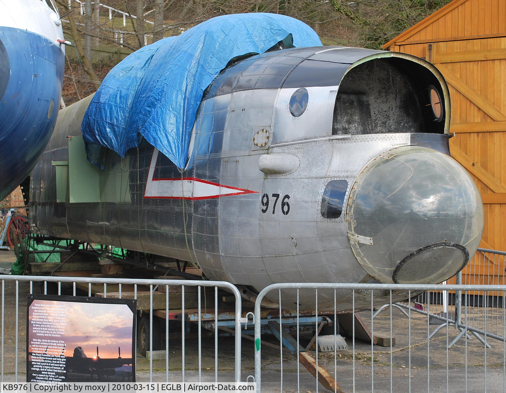 KB976, 1944 Victory Aircraft Avro 683 Lancaster B10 AR C/N 277, Lancaster B.X Nose at Brooklands. Remainder of the aeroplane is with Kermit Weekes in Florida I believe.
