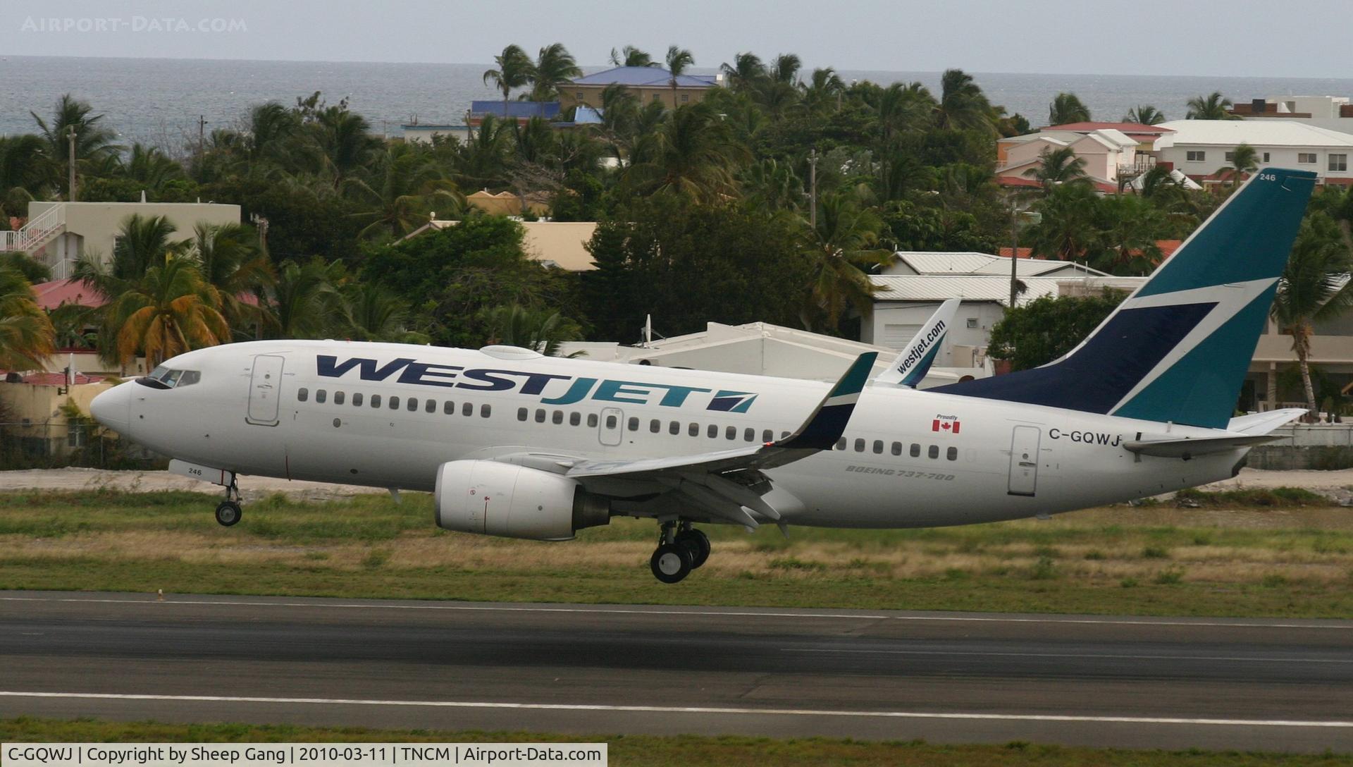 C-GQWJ, 2007 Boeing 737-7CT C/N 35505, West jet landing at TNCM