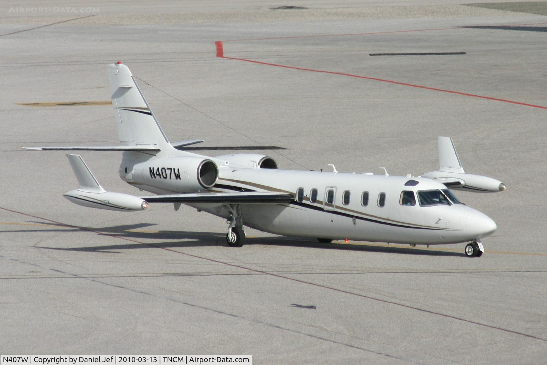 N407W, 1984 Israel Aircraft Industries 1124A C/N 407, N407W taxing on the main ramp at TNCM