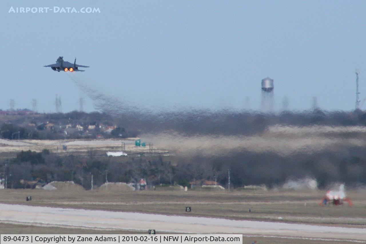 89-0473, 1989 McDonnell Douglas F-15E-47-MC Strike Eagle C/N 1120/E095, USAF F-15E departing Navy Fort Worth (Carswell Field)