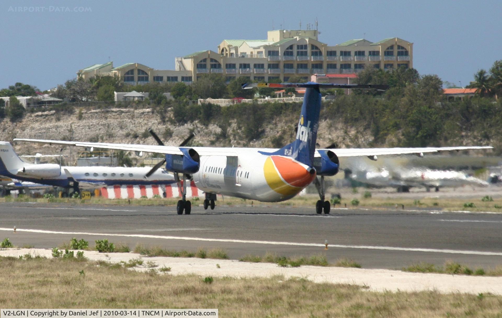 V2-LGN, 1990 De Havilland Canada DHC-8-311 Dash 8 C/N 230, V2-LGN departing TNCM runway 28