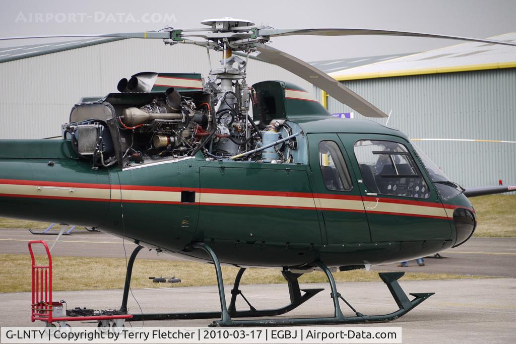 G-LNTY, 1983 Aerospatiale AS-355F-1 Ecureuil 2 C/N 5300, Helicopter receiving maintenance at Gloucestershire (Staverton) Airport