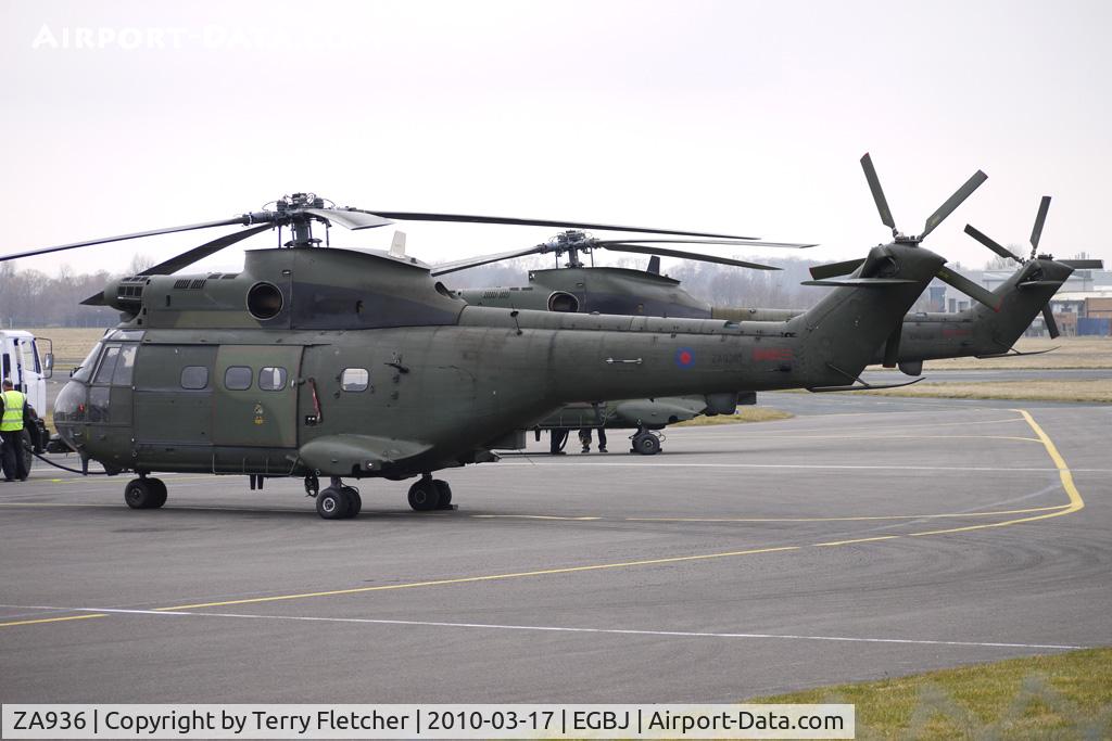 ZA936, 1980 Westland Puma HC.1 C/N 1640, SA330 Puma re-fuels at Gloucestershire (Staverton) Airport