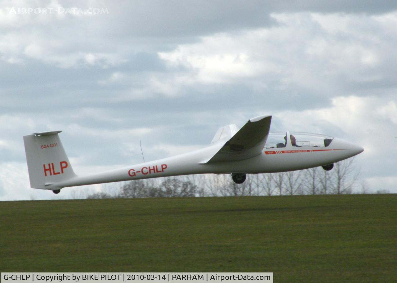 G-CHLP, 1994 Schleicher ASK-21 C/N 21597, ABOUT TO TOUCH DOWN. PARHAM