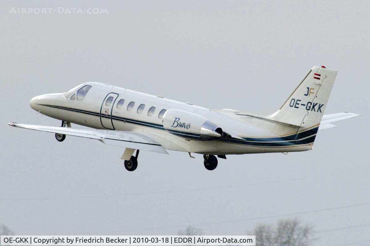 OE-GKK, 1999 Cessna 550 Citation Bravo C/N 550-0872, departing EDDR via RW27