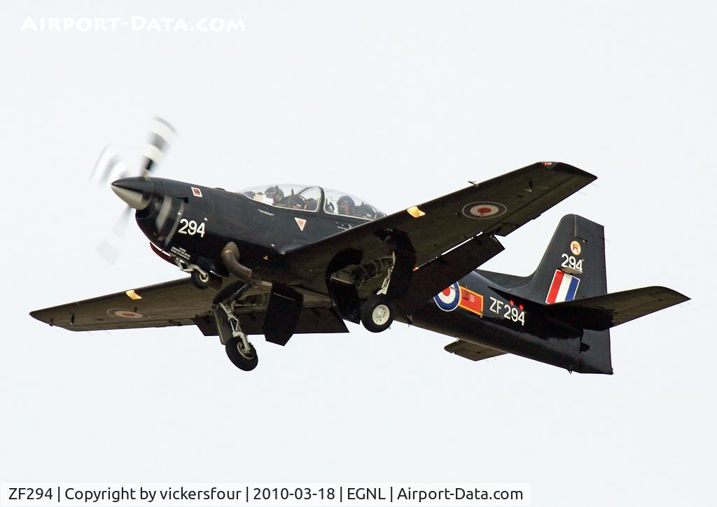 ZF294, 1991 Short S-312 Tucano T1 C/N S094/T65, Royal Air Force. Operated by 207 (R) Squadron. Overshooting after a PFL.