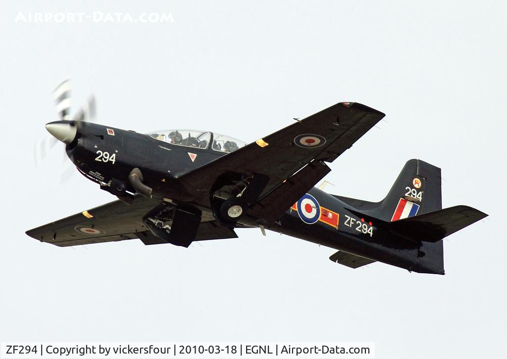 ZF294, 1991 Short S-312 Tucano T1 C/N S094/T65, Royal Air Force. Operated by 207 (R) Squadron. Overshooting after a PFL.