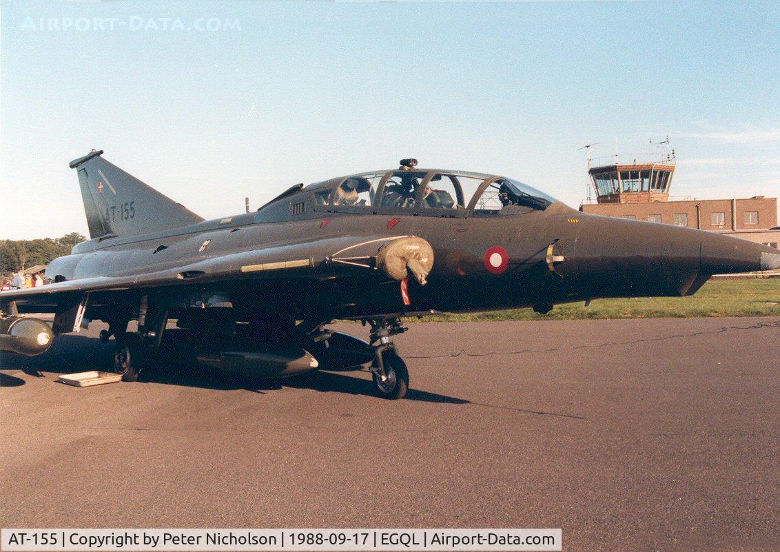 AT-155, 1972 Saab TF-35 Draken C/N 35-1155, Sk-35XD Draken of Esk 729 Royal Danish Air Force in the static park at the 1988 RAF Leuchars Airshow.
