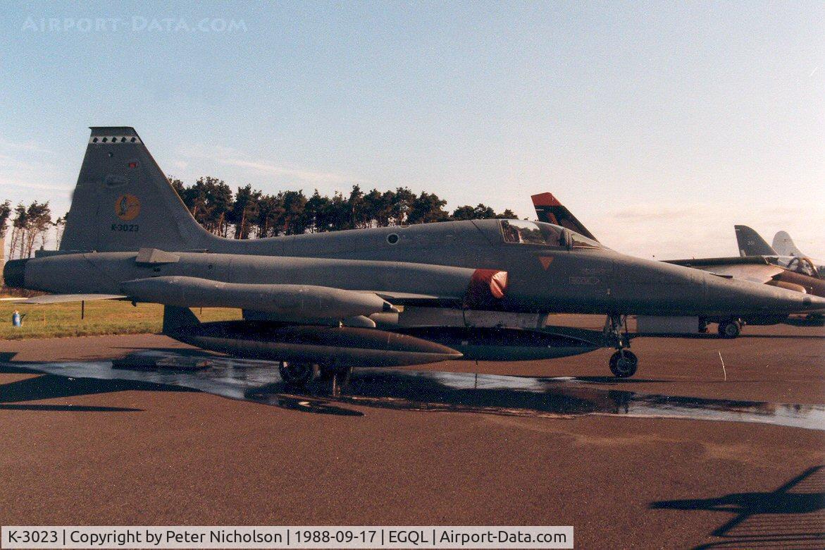 K-3023, 1970 Canadair NF-5A Freedom Fighter C/N 3023, NF-5A of 314 Squadron Royal Netherlands Air Force on display at the 1988 RAF Leuchars Airshow.